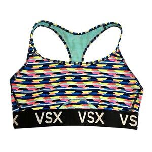Victoria's Secret VSX SPORT Bra Geometric Striped Multicolor Racerback Active L